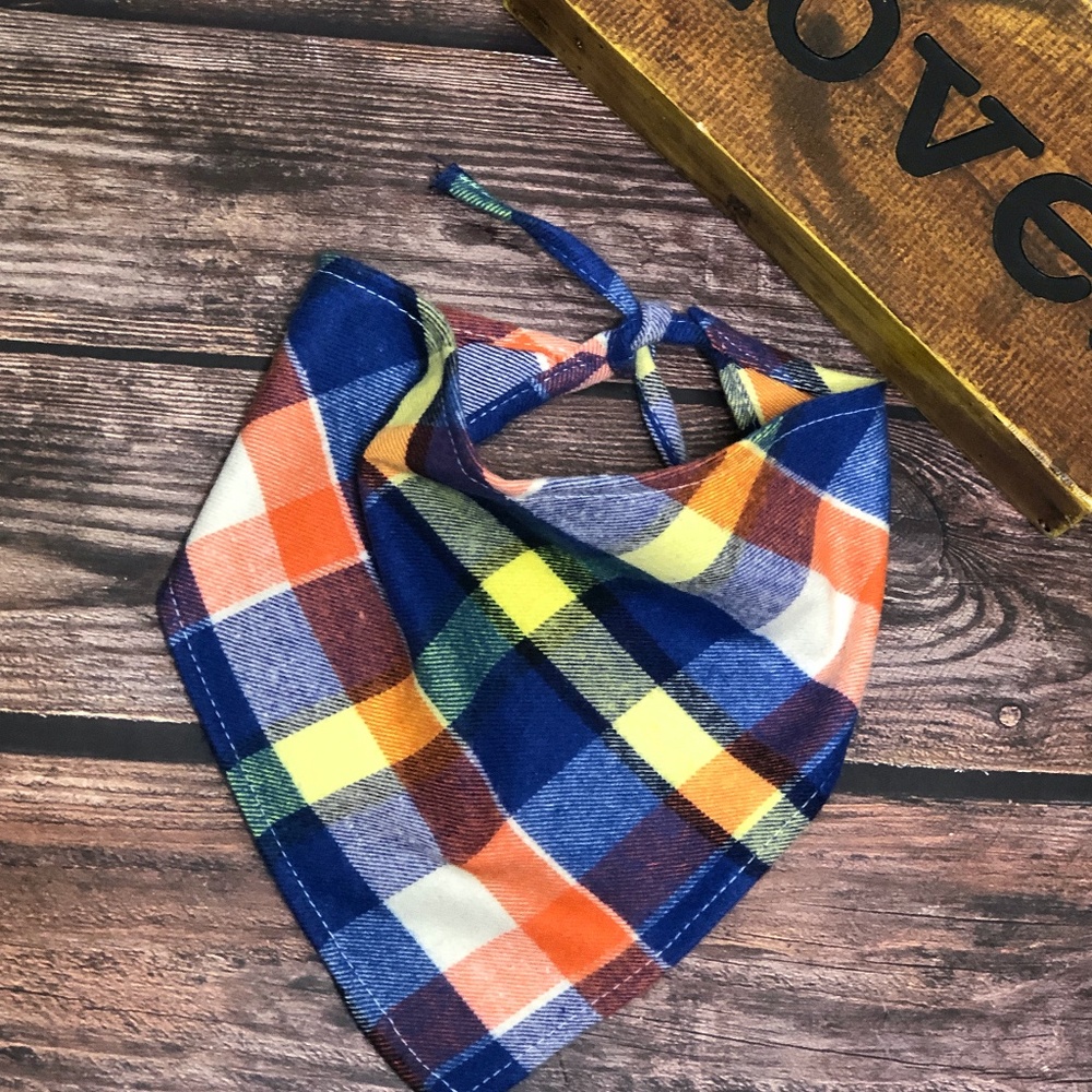 Bandana/Pet’s Bandana/Baby Bib/Scarf~Blue Plaid - Picture 10 of 15
